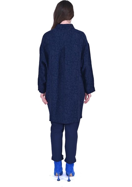 Çiçek Desenli Modal Gömlek 7017 Laçivert modelleri