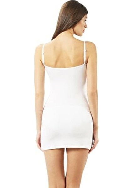 Kadın Beyaz Elbise Içi Boydan Astar Ince Ayarlanabilir Askılı Düz Kombinezon fiyatları