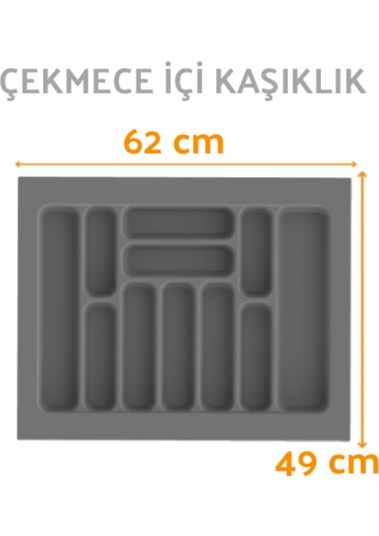 Çekmece Içi Kaşıklık ve Kepçelik Düzenleyici – Gri 62X49 cm (55X40 cm Kadar Kesilebilir)