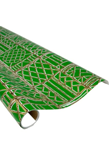 Bamboo Screen Green & Gold Gift Wrap One 30" x 8' Roll
