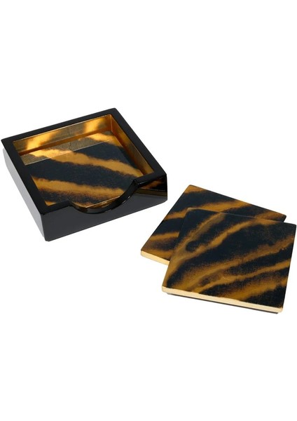 Go Wild Set Of 4 Lacquer Coasters - 4" Diameter