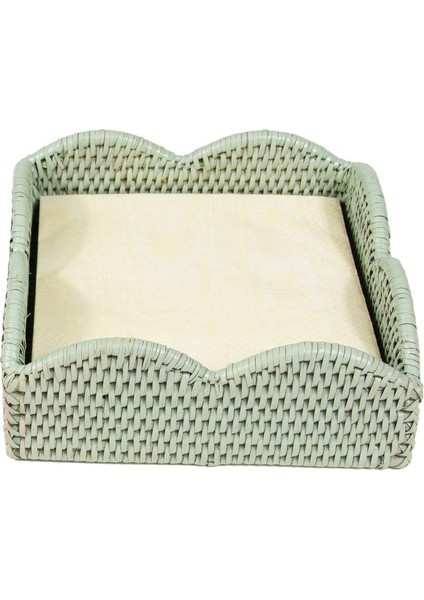 Rattan Scalloped Luncheon Napkin Holders In Green 1 Napkin Holder