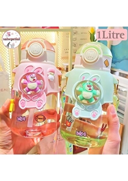 Ayıcık Figürlü Su Matarası 1000ML Plastik Matara Renkli Tasarım fırsatları