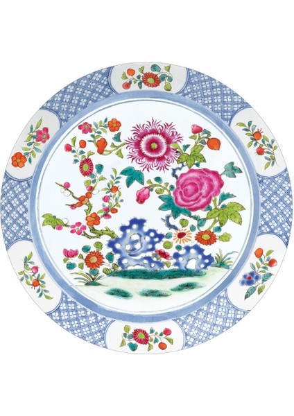 Chinese Floral Porcelain Die-Cut Placemat 4 Per Package