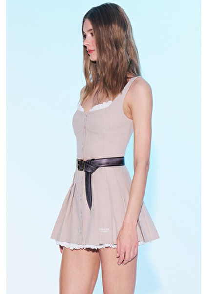 SS6048 Esila Pileli Mini Elbise fiyatları