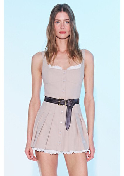 SS6048 Esila Pileli Mini Elbise modelleri