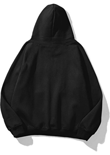 Oversize Siyah Renk Sweatshirt Uzun Kollu Dik Yaka Kanguru Cep ile Sürdürülebilir modelleri