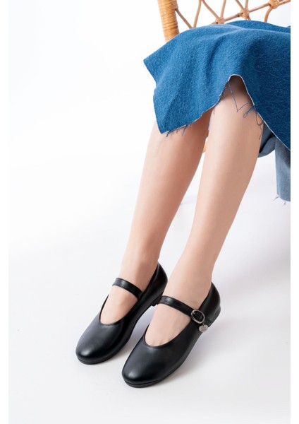 İNF-324 Siyah Baretli Tokalı Günlük Kadın Babet fırsatları