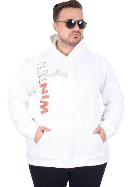 Büyük Beden Kapüşonlu Sweat Double Face Winter 25700 Ekru