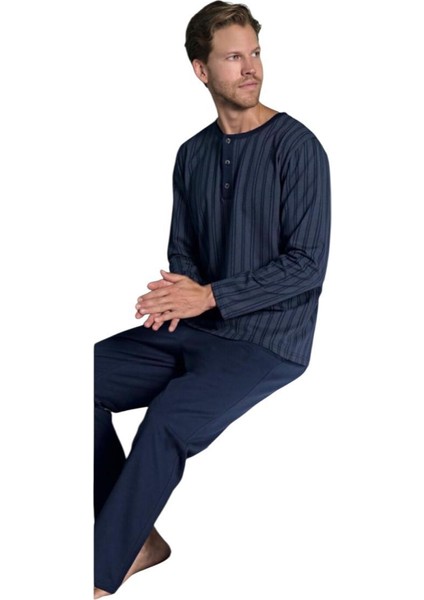 Erkek %100 Pamuk Süprem Mevsimlik Uzun Kollu Pijama Takımı 1949