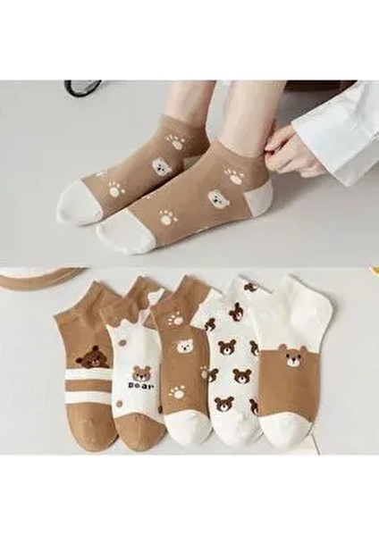 5’li Ekonomik Paket Teddy Bear Temalı Patik Çorap Set