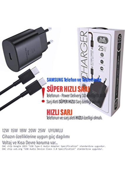 Samsung Galaxy A26 Uyumlu Şarj Aleti ve Kablosu 25W Hızlı Şarj Type-C