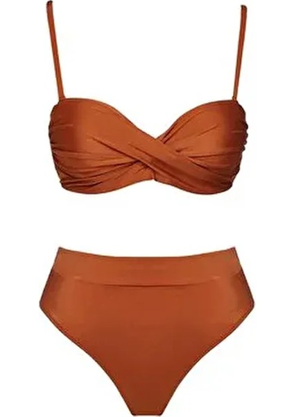 Dönmeli Yüksek Bel Bikini Takım