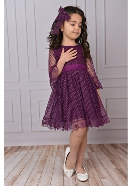 Kız Çocuk Elbise Kız Çocuk Tokalı Elbise Kız Elbise Tül Dantel Elbise