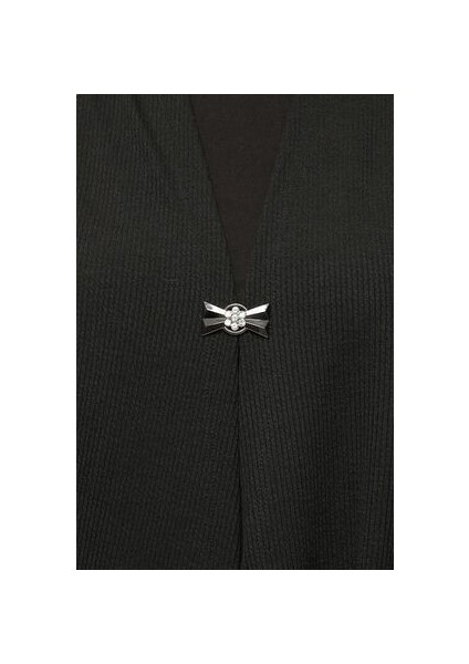 Büyük Beden Kadın Baharlık Yazlık Anne Yüksek Kalite Örme Uzun Asimetrik Siyah Yelek