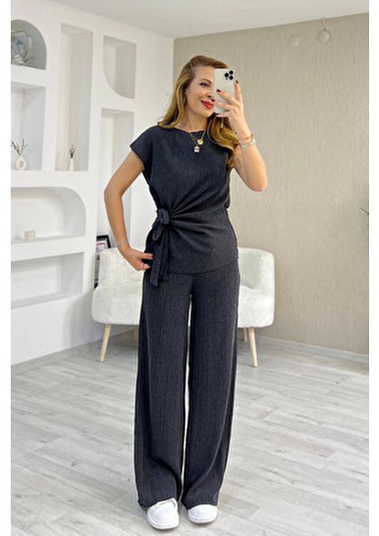 Kadın Sienna Bağlama Detaylı Krinkıl Kumaş Bluz Pantolon Takım fiyatları
