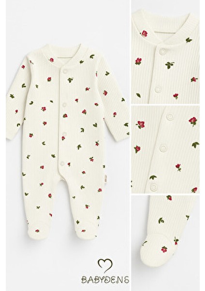 Çiçek Desenli Ribanalı Patikli Bebek Tulum Yenidoğan Için Rahat Çıtçıtlı Tulum Fitilli %100 Pamuklu fiyatları