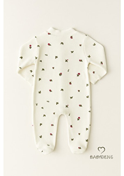 Çiçek Desenli Ribanalı Patikli Bebek Tulum Yenidoğan Için Rahat Çıtçıtlı Tulum Fitilli %100 Pamuklu indirimleri
