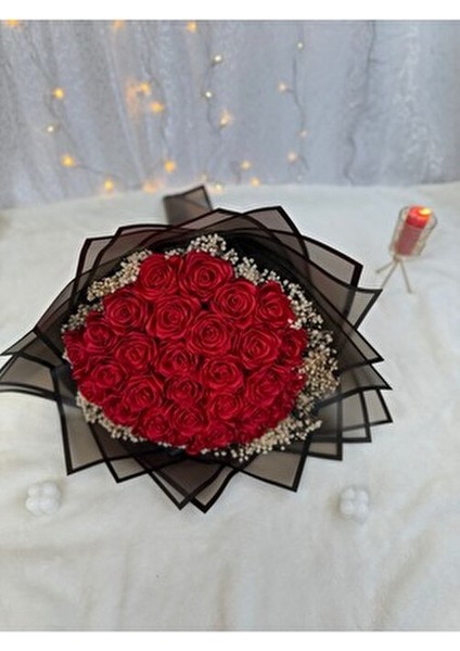 Gerçek Görünümlü Yapay Kız İsteme Çiçeği 30’lu Cipsolu Solmayan Gül Buketi Kırmızı Renkli fiyatları
