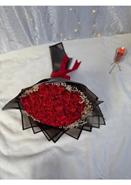 Gerçek Görünümlü Yapay Kız İsteme Çiçeği 30’lu Cipsolu Solmayan Gül Buketi Kırmızı Renkli modelleri