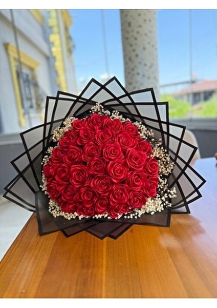 Gerçek Görünümlü Yapay Kız İsteme Çiçeği 30’lu Cipsolu Solmayan Gül Buketi Kırmızı Renkli indirimleri
