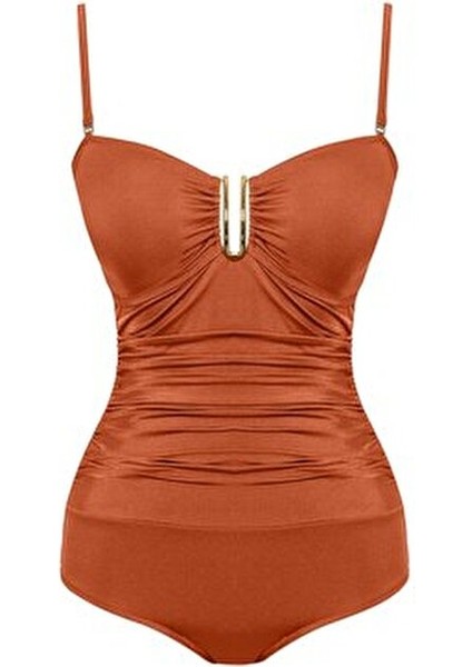 Aksesuarlı Büzgülü Mayo