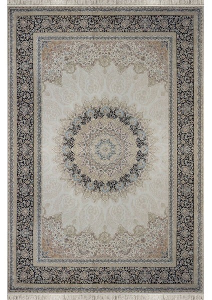 Vendome Palace 5471 Lacivert Krem - Viskon Bambu Halı | Dokuma Salon Halısı