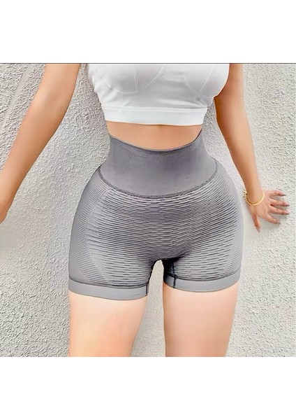 Spor Giyim Fitness Yoga Şortu Yüksek Bel Toparlayıcı Dikişsiz Elastik Anti-Selülit Jogger Tayt