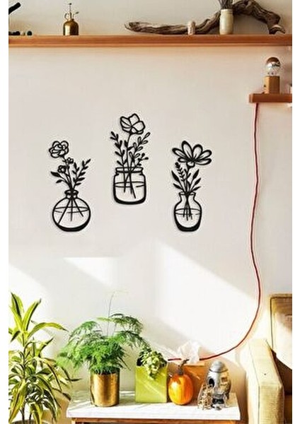 Decovista Ev Ofis Mutfak ve Banyo Için Ahşap Dekoratif Duvar Vazo Çiçekler Vase 35X15CM fiyatları