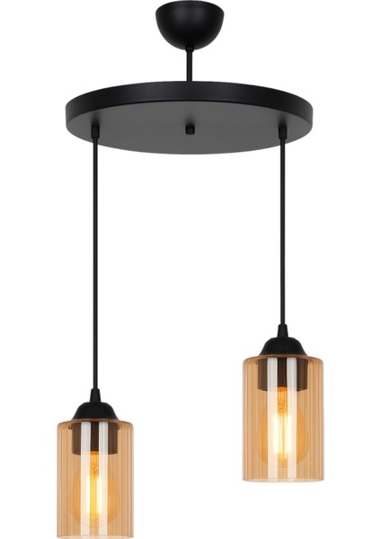 Sarmal 2'li Modern Camlı Sarkıt Avize Siyah Salon-Mutfak fiyatları