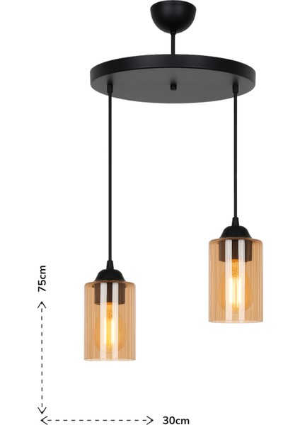 Sarmal 2'li Modern Camlı Sarkıt Avize Siyah Salon-Mutfak modelleri