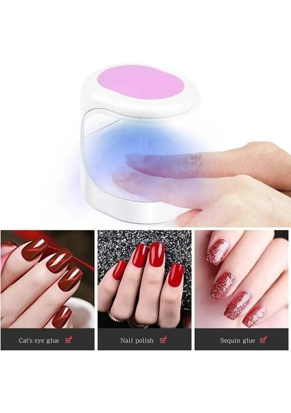 Mini Uv LED Işık Oje Tırnak Kurutucu Tasarımlı Express Protez Tırnak Kiti Kurutma Cilası ( Lisinya )