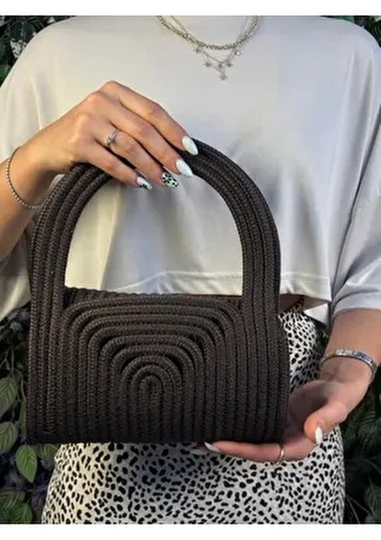 Soft Mini Jüt Hasır Portföy Clutch El Çantası Düz Desenli Plaj Tekstili Yaz Modası