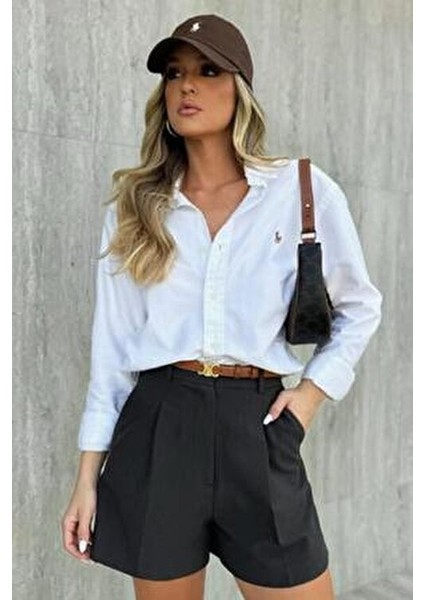 Siyah Pileli Kadın Şort MG2518 fırsatları