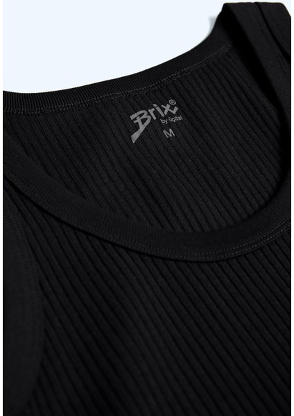 Kadın Fitilli Kolsuz T-Shirt Siyah Renk