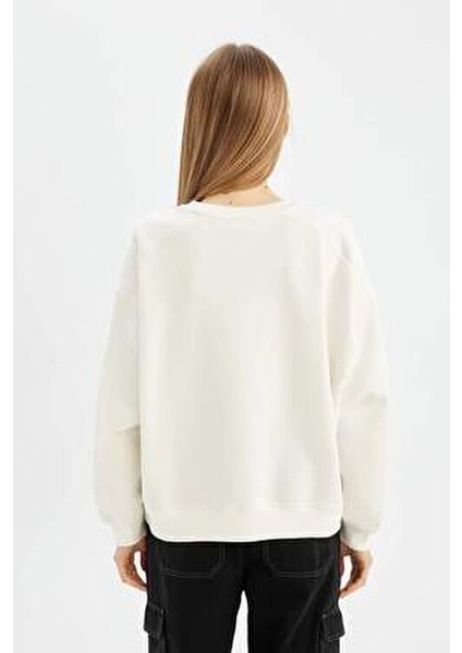 Coool Oversize Geniş Kalıp Bisiklet Yaka Kalın Basic Düz Sweatshirt A4177AX23WN indirimleri