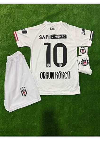 Beşiktâş' 2026 Yeni Sezon Orkun Kökçü Deplasman Beyaz Çocuk Forması 4'lü Set