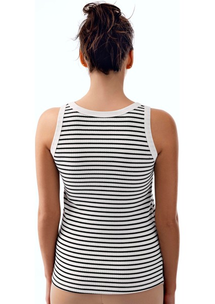 Kadın Fitilli Kolsuz T-Shirt Çizgili Renk fiyatları