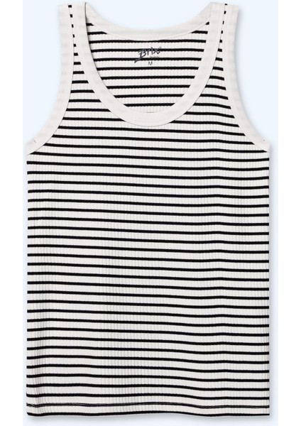 Kadın Fitilli Kolsuz T-Shirt Çizgili Renk fırsatları