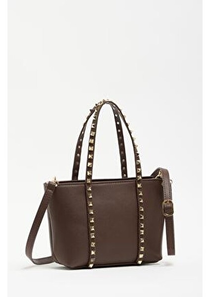 Kahverengi Kadın Zımba Detaylı Pu Deri Tokalı El ve Omuz Çantası fırsatları