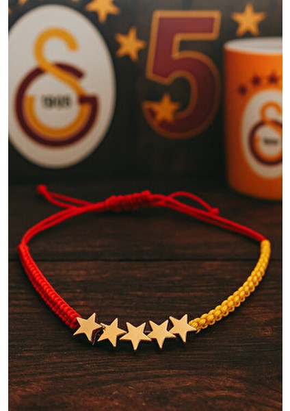 5 Yıldızlı Hematit Galatasaray Sarı & Kırmızı Taraftar Bilekliği – (El Yapımı Ayarlanabilir Makrome) fırsatları