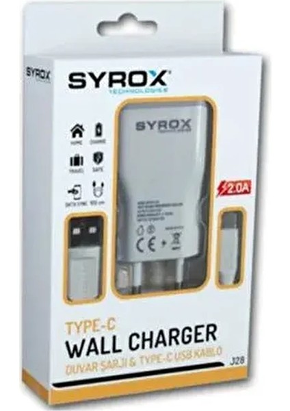 J28 Hızlı Şarj Aleti ve USB Kablo Seti Samsung Huawei Xiaomi Uyumlu 2'li