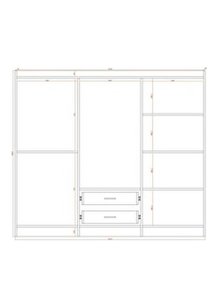 Bianca 6 Kapılı 2 Çekmeceli Gardrop Geniş Dolap & Elbise Dolabı Atlantik Çam & Beyaz