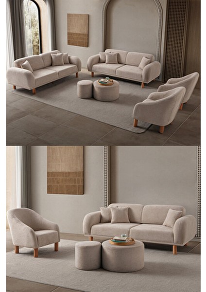 Regnum Koltuk Takımı 3+3+1+1 Taş Renk