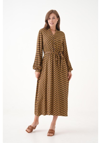 Kadın Bisiklet Yaka Tesettüre Uygun %100 Viscose Maxi Boy Uzun Kol Büyük Beden Curve Yazlık Elbise indirimleri