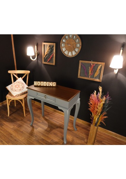 Wooding 90 cm Çekmeceli Masif Gri Ceviz Dresuar