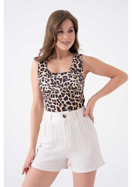 Kadın Pamuk Keten Kendinden Dokulu Yazlık Spor Şık Maya Keten Şort indirimleri