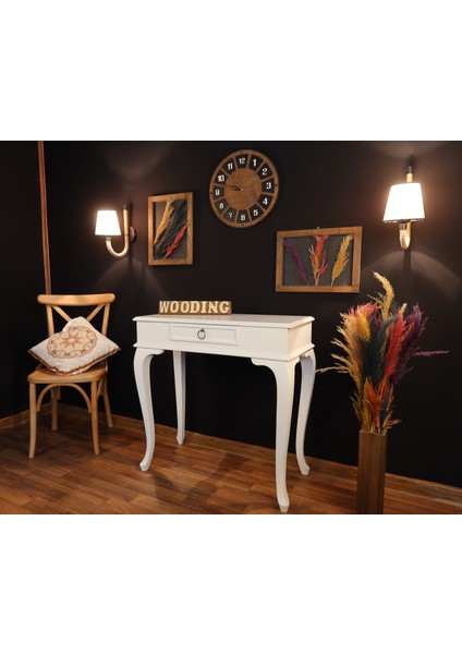 Wooding 90 cm Çekmeceli Masif Beyaz Dresuar