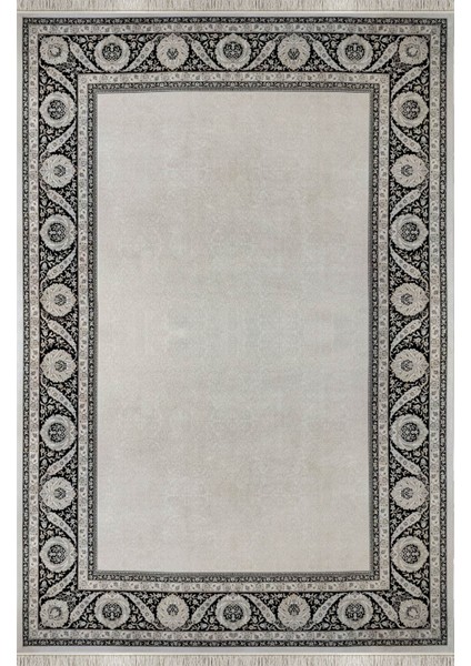 Vendome Palace 5431 Siyah Krem - Viskon Bambu Halı | Dokuma Salon Halısı