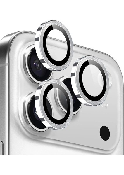 iPhone 17 Pro Max ile Uyumlu Kamera Camı Lens Koruyucu Halka Seti - FC381